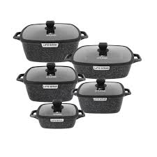 سرویس قابلمه و تابه گرانیتی 10 پارچه لایف اسمایل مدل SPHM-S-GL